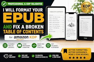format your epub and fix a broken table of contents for amazon KDP