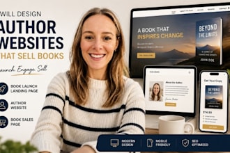 design book lauch landing page, author website and book sales page