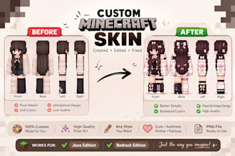fix improve change convert edit redesign minecraft skin color details clothes