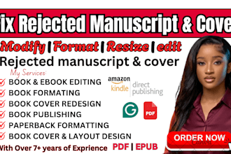 kindle fix your rejected manuscript, fix resize redesign KDP book cover