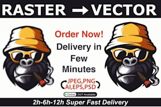 do vector tracing, replicate, logo to vector, image to vector in 5 hours