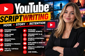 be your youtube scriptwriter for faceless channels and video channels