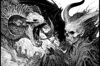 draw black and white cool manga artwork