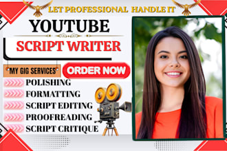 do script writing youtube script video script, movie script for childrens videos