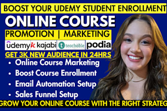 online course promotion udemy course marketing student enrollment sales funnel