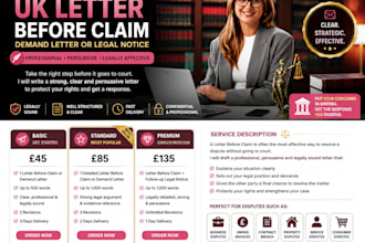 draft a UK letter before claim, demand letter or legal notice