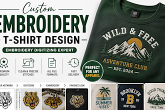 create custom embroidery tshirt design, embroidery digitizing, embroidery icon