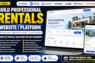 build bubble wized draftbit xano noodl sitew simvoly rentals website