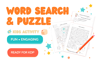 create word search puzzle book kids activity puzzle book, crossword puzzle book