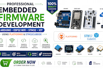 develop esp32 pcb design, stm32 firmware, arduino projects, iot embedded system