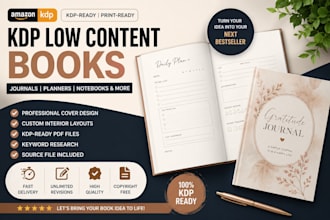 create KDP low content books, journals and covers