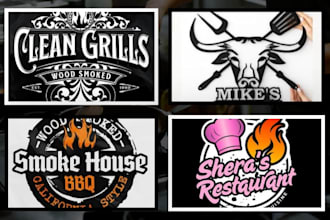 bbq, food restaurant, cafe logo restaurant flyer, menu design bbq website