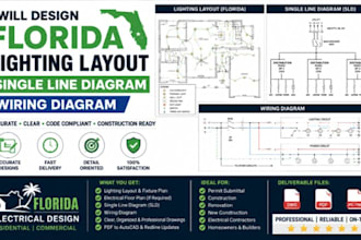design florida lighting layout, single line diagram, wiring diagram