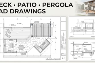 create deck patio and pergola cad drawings and plans