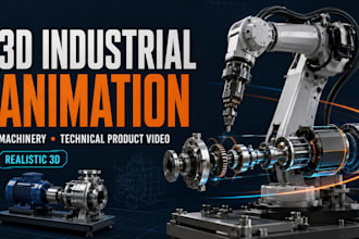 create 3d industrial animation, machinery animation  and technical product video