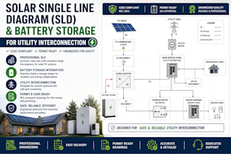 solar single line diagram sld and battery storage for utility interconnection