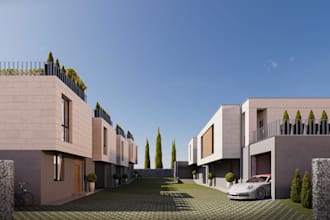 do 3d townhouse design, 3d townhouse apartment, condo house, 3d urban townhouse