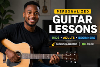 teach personalized online guitar lessons for kids or adults