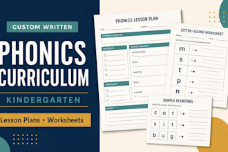 write phonics curriculum, early literacy lesson plans for kindergarten in 24 hrs