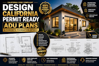 design california permit ready adu plans and concrete foundation details