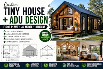 design tiny house and adu floor plans with 3d model and renders