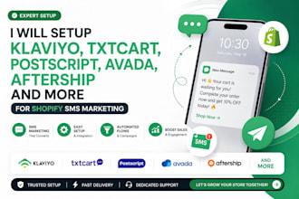 setup klaviyo recart txtcart postscript avada aftership shopify sms marketing