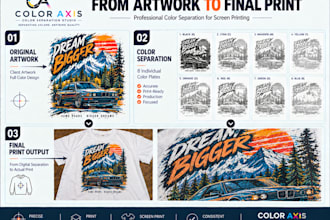 expert photo color separation,dtf,cmyk, simulated process