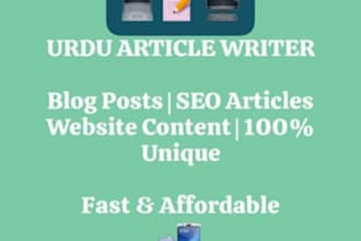 write professional SEO urdu blog articles and product descriptions