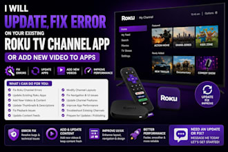 update, fix error on your existing roku tv channel app or add new video