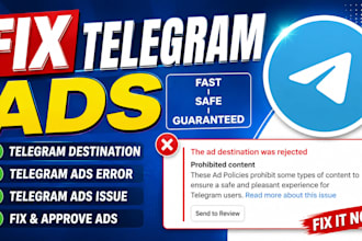 fix telegram ads, telegram destination, telegram ads error, telegram ads issue