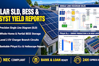 do solar sld, bess battery storage design and pvsyst yield report