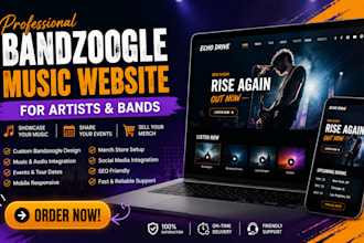design a professional bandzoogle music website for artists and bands