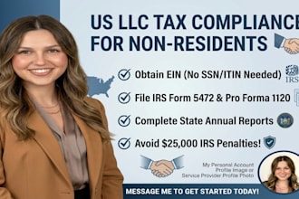 obtain non resident US llc ein, file irs form 5472 1120, and annual report