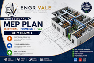 do mep plan, electrical drawing, plumbing, hvac, city permit