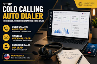setup cold calling auto dialer, ringless voicemail drop, outbound sales USA lead