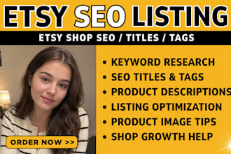 optimize etsy SEO, titles, tags and product listings