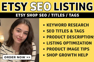 optimize etsy SEO, titles, tags and product listings