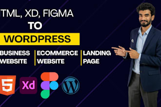convert figma, xd, HTML to wordpress with elementor pro