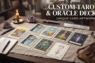 design custom tarot cards, oracle deck and playing card artwork