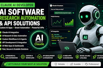 claude developer to build a website software product ai research automation apis