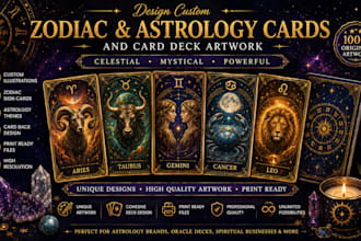 design custom zodiac astrology cards and card deck artwork