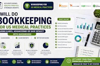 do bookkeeping for US medical practices using kareo, advancedmd or sage intacct