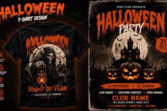 create spooky halloween tshirt posters party flyers