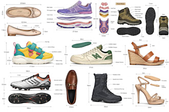 design shoe tech pack, sneakers, heels, boots for mass manufacturing