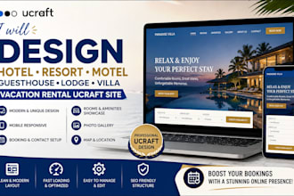 design hotel resort motel guesthouse lodge villa vacation rental ucraft website