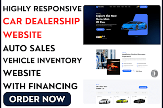 design car dealership website auto sales, vehicle inventory website with booking