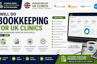 do bookkeeping for UK clinics using advancedmd, kareo or sage intacct with xero