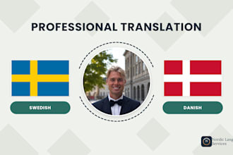 translate and proofread your texts from danish to swedish