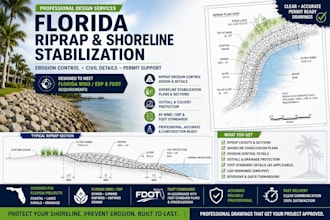 design riprap erosion control, shoreline stabilization  florida, wmd and US dot