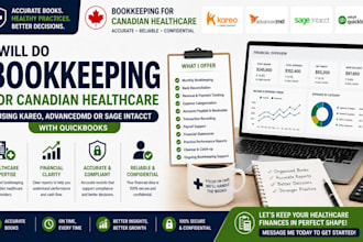 do bookkeeping for canadian healthcare using kareo, advancedmd sage intacct xero